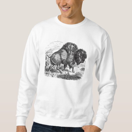 Vintager Büffel-Retro Bison-Tier-Illustration Sweatshirt (Vorderseite)