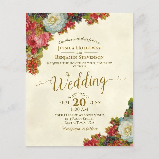 Vintager Bugund-Flora-HAUSHALT (Vorderseite)