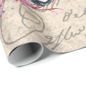 Vintager Bulldog-Blumenradfahrer Ephemera Dekoupag Geschenkpapier (Rolleneckpunkt)