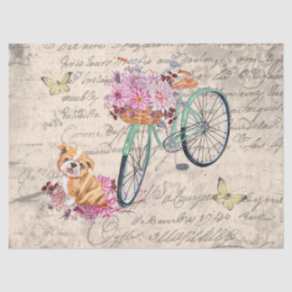 Vintager Bulldog-Blumenradfahrer Ephemera Dekoupag Seidenpapier