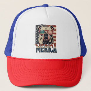 Vintager Bulldog Merica 4. july patriotisch Truckerkappe