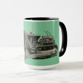 VINTAGER BULLDOZER-BETRIEBSMOTOR CUSTOM 1 TASSE (VorderseiteRechts)