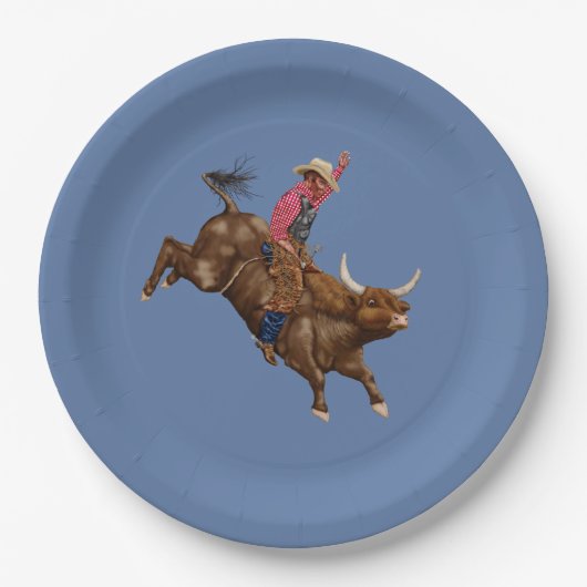 Vintager Bullfahrer Pappteller (Vorderseite)