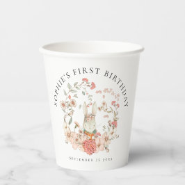 Vintager Bunny Floral Name Girl Erstgeburt Pappbecher