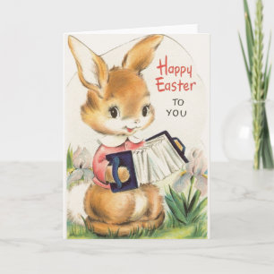 Vintager Bunny mit Accordion Ostercard Feiertagskarte