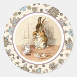Vintager Bunny Osteraster Runder Aufkleber