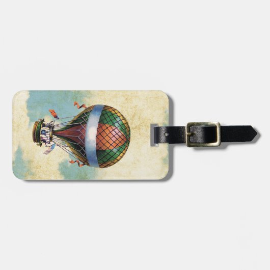 Vintager bunter Heißluft-Ballon Gepäckanhänger (Vorderseite horizontal)