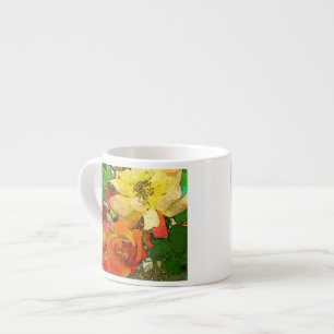 Vintager bunter mit Blumenhintergrund 2 der Kunst Espressotasse