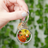 Vintager bunter mit Blumenhintergrund 2 der Kunst Schlüsselanhänger (Hand)