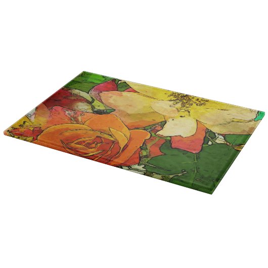 Vintager bunter mit Blumenhintergrund 2 der Kunst Schneidebrett (Ecke)