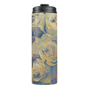 Vintager bunter mit Blumenhintergrund der Kunst Thermosbecher