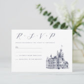 Vintager Burgort Hochzeit RSVP Karte (Stehend Vorderseite)