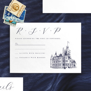 Vintager Burgort Hochzeit RSVP Karte