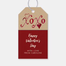 Vintager Burgund Taupe Valentinstag XXOO Geschenkanhänger