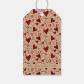 Vintager Burgund Taupe Valentinstag XXOO Geschenkanhänger (Rückseite)