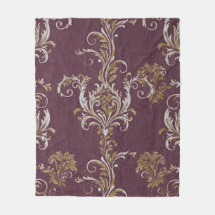Vintager Burgund und Golddamast Fleecedecke