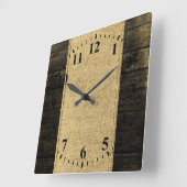 Vintager Burlap Rustic Wood Look #4 Quadratische Wanduhr (Winkel)