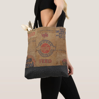Vintager Burlap-Sack und Leder - Totbeutel Tasche