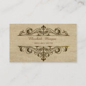Vintager Burlap Visitenkarte (Vorderseite)