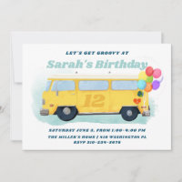 Vintager Bus Retro 70er Groovy Geburtstagsparty