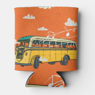 Vintager Bus: Wolken - Hintergrund der Textur Dosenkühler