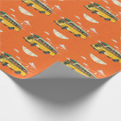 Vintager Bus: Wolken - Hintergrund der Textur Geschenkpapier (Ecke)