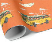 Vintager Bus: Wolken - Hintergrund der Textur Geschenkpapier (Rolleneckpunkt)