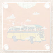 Vintager Bus: Wolken - Hintergrund der Textur Glasuntersetzer (Rückseite)