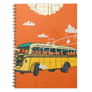 Vintager Bus: Wolken - Hintergrund der Textur Notizblock