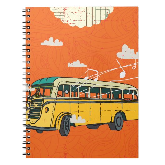 Vintager Bus: Wolken - Hintergrund der Textur Notizblock (Vorderseite)