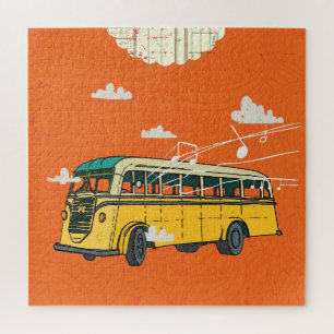Vintager Bus: Wolken - Hintergrund der Textur Puzzle