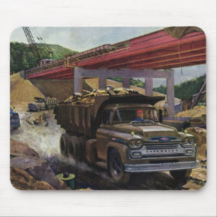 Vintager Business Dump Truck am Baugelände Mousepad