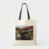 Vintager Business Dump Truck am Baugelände Tragetasche (Vorne)