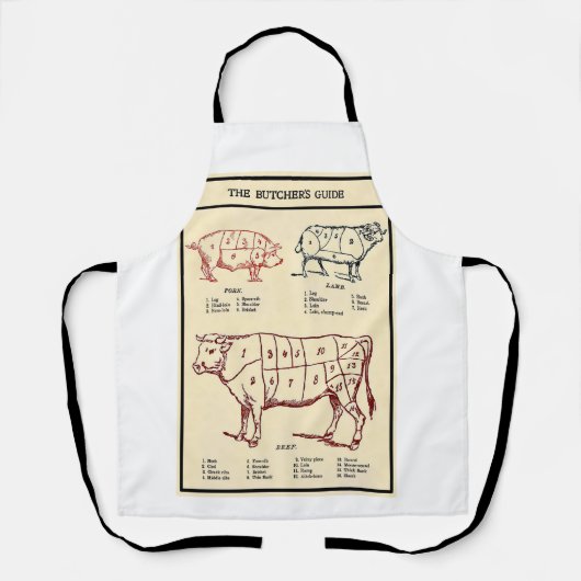 Vintager Butcherhandbuch c. 1924 Schürze (Vorderseite)