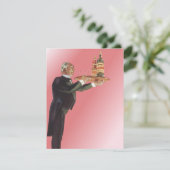 Vintager Butler in einem Tuxedo Wein auf Tray serv (Stehend Vorderseite)