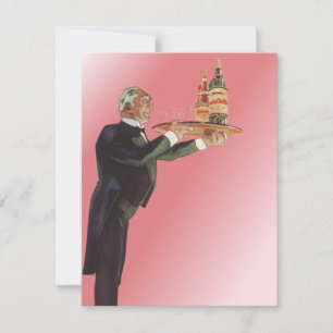 Vintager Butler in einem Tuxedo Wein auf Tray serv