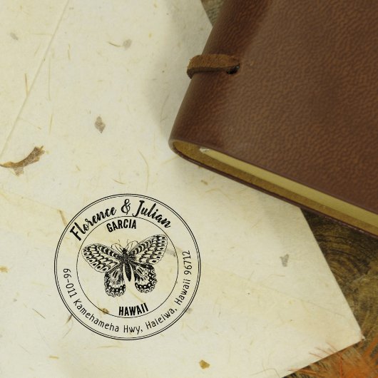 Vintager Buttefly-Rücksendeadresse Gummistempel