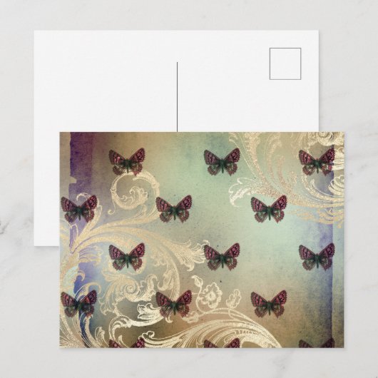 Vintager Butterfly-Rollen Postkarte (Vorne/Hinten)