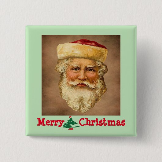 Vintager Button des Weihnachtsmanns (Vorderseite)