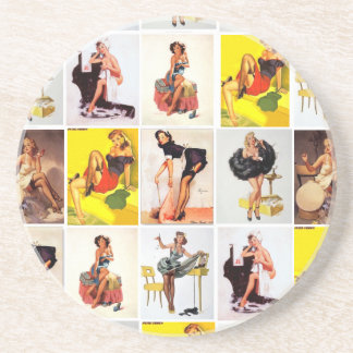 Vintager Button-Oben Mädchen-Untersetzer Getränkeuntersetzer