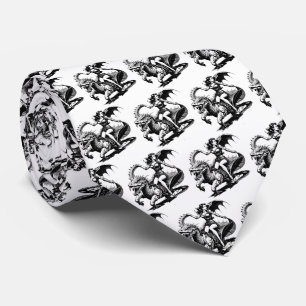 Vintager Button-Up Girl Riding Dragon Krawatte