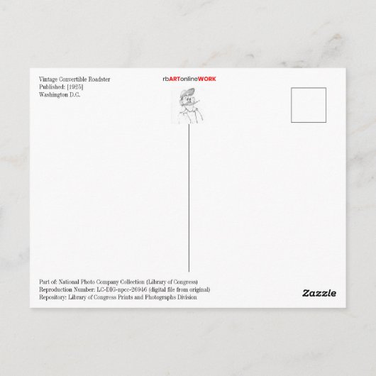 Vintager Cabrio Postkarte (Rückseite)