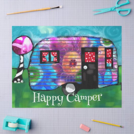 Vintager Camp Trailer Blumenmuster Personalisierte Seidenpapier (Basteln)