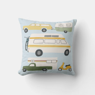 Vintager Camper-Anhänger RV Motorhome Vanlife Bla Kissen