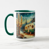 Vintager Camper Saguaro Cactus Christmas Blue Gree Tasse (Links)