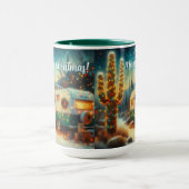 Vintager Camper Saguaro Cactus Christmas Blue Gree Tasse (Zentrum)