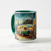 Vintager Camper Saguaro Cactus Christmas Blue Gree Tasse (Vorderseite Links)