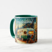 Vintager Camper Saguaro Cactus Christmas Blue Gree Tasse (Vorderseite Links)