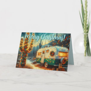 Vintager Camper Saguaro Cactus Christmas Card Karte