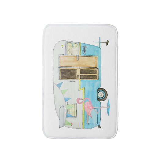 Vintager Camper-Trailer Badematte (Vorderseite Vertikal)